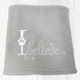 I Believe Grey Fleece Christmas Pet Blanket | Christmas Gifts For Dogs